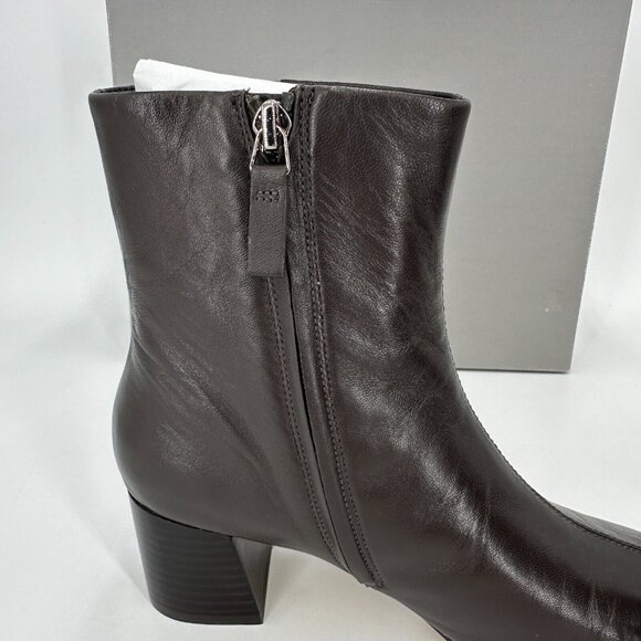 Everlane The Day Boot Dark Brown Leather 7 Side Zip Ankle Bootie Square Toe dspy - Picture 4 of 8